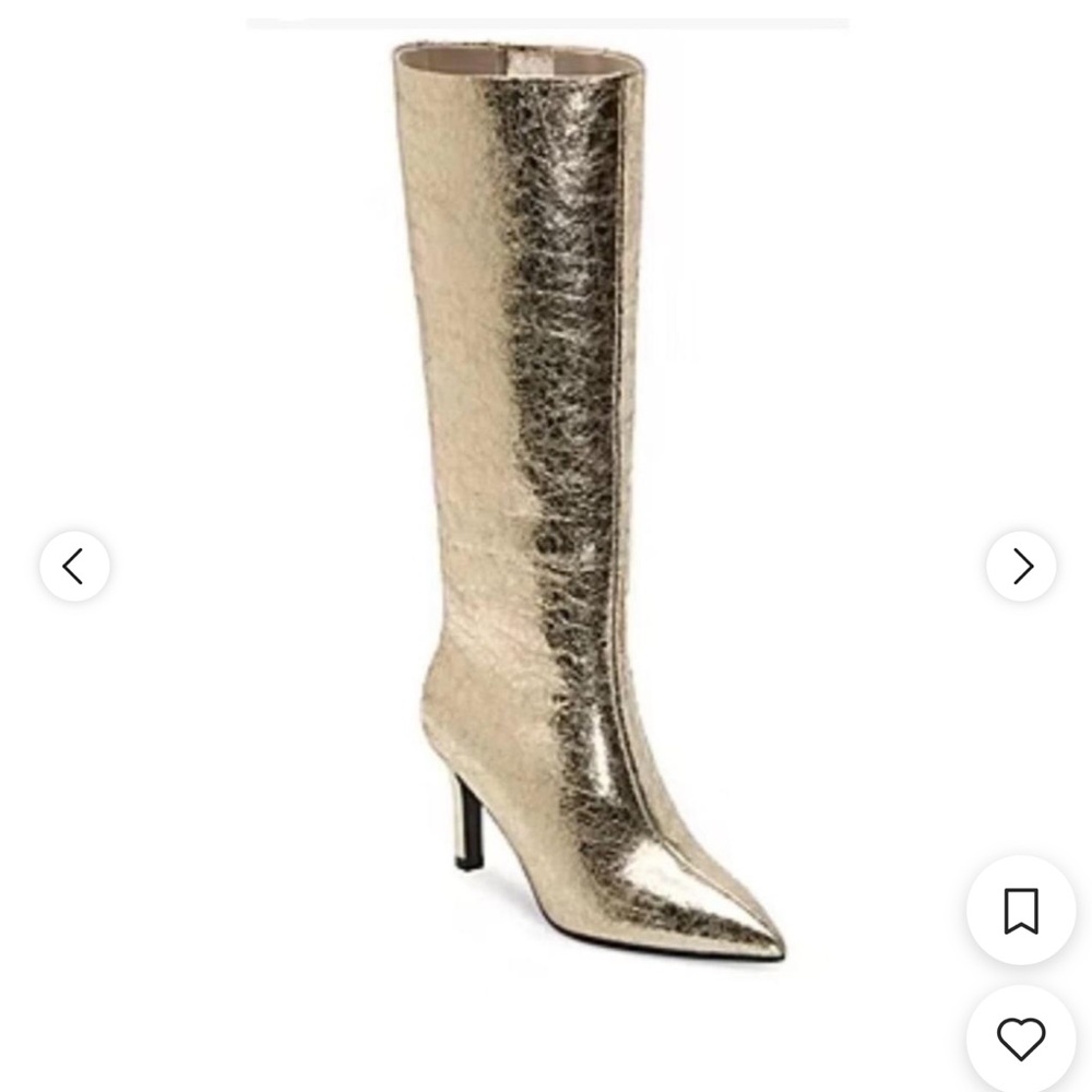 WORTHINGTON PLEASANT GOLD FOIL STILETTO KNEE HIGH BOOTS 7.5 - Picture 6 of 11